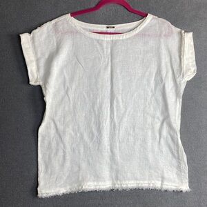 Magaschoni Short Sleeve linen blouse Top Size M